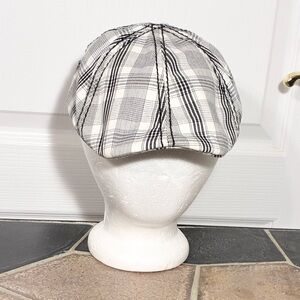 Y2K Retro 7 Plaid Flat Cap White Black Men’s M/L